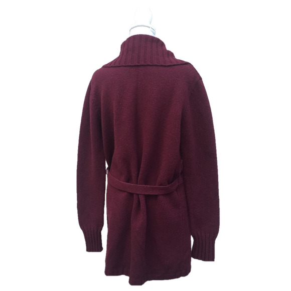 Relativity Cowl Lambswool Button Belt Maroon Sweater Size XL, NWT - Picture 5 of 5